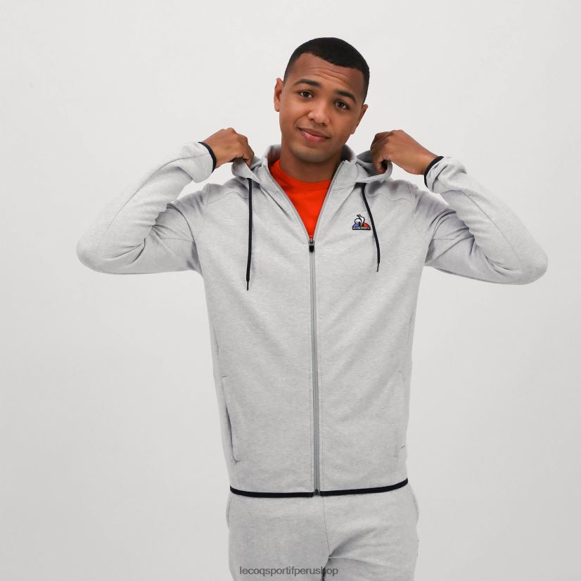 Le Coq sportif Peru - ropa hombres Le Coq Sportif sudadera con capucha y cremallera gris VR62VR485