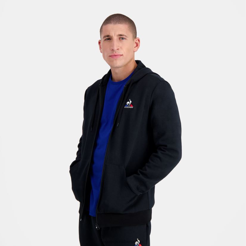ropa hombres Le Coq Sportif sudadera con capucha y cremallera negra VR62VR56 - Le Coq carta