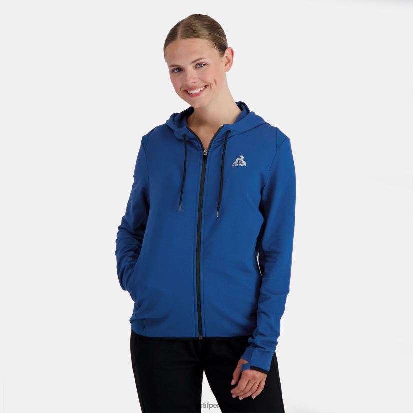 ropa mujer Le Coq Sportif sudadera con capucha y cremallera azul VR62VR315 - Le Coq shoes sales